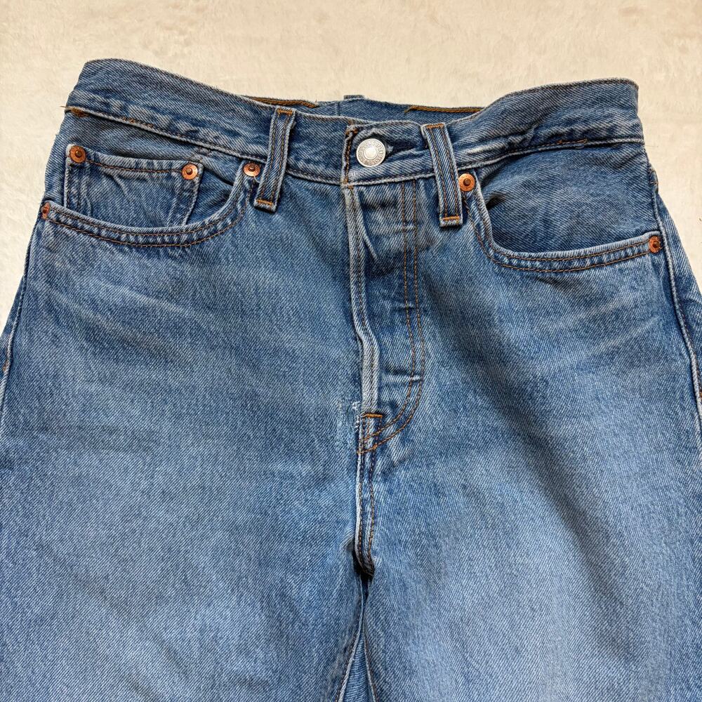 Levi's Premium Women's Jeans 27x26 High Rise Straight Distressed Button Fly